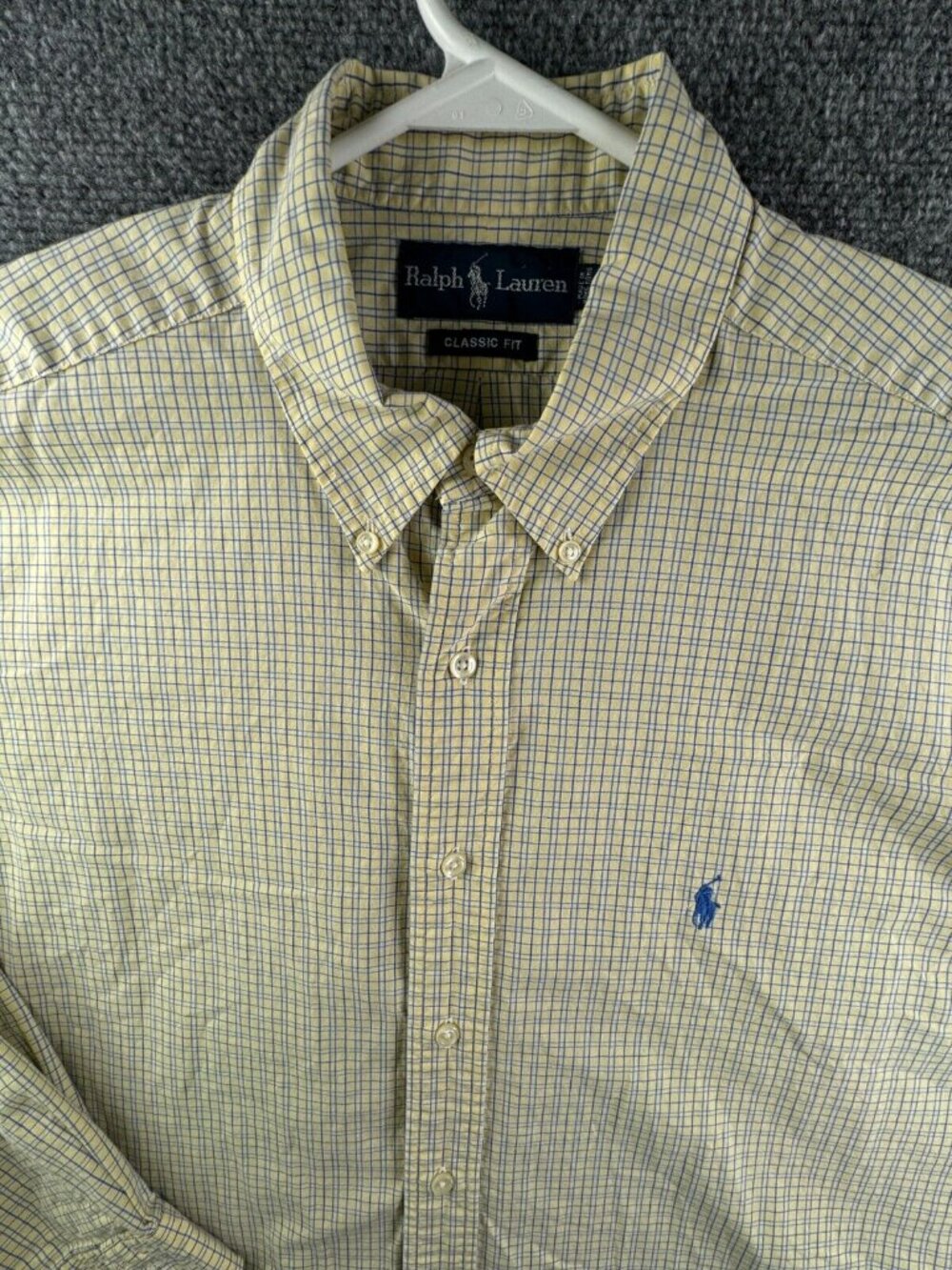 Ralph Lauren Button Up Shirt Long Sleeved Yellow Blue Check 17 32/33 Classic